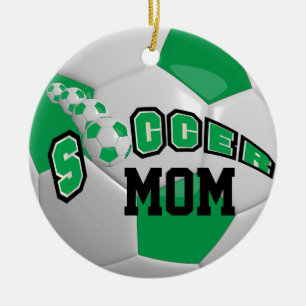 Personalise Soccer Ball   Green Ceramic Ornament