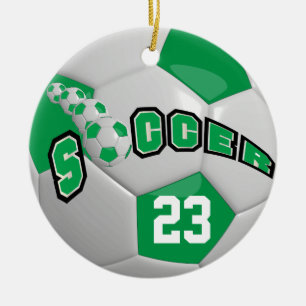 Personalise Soccer Ball   Green Ceramic Tree Decoration