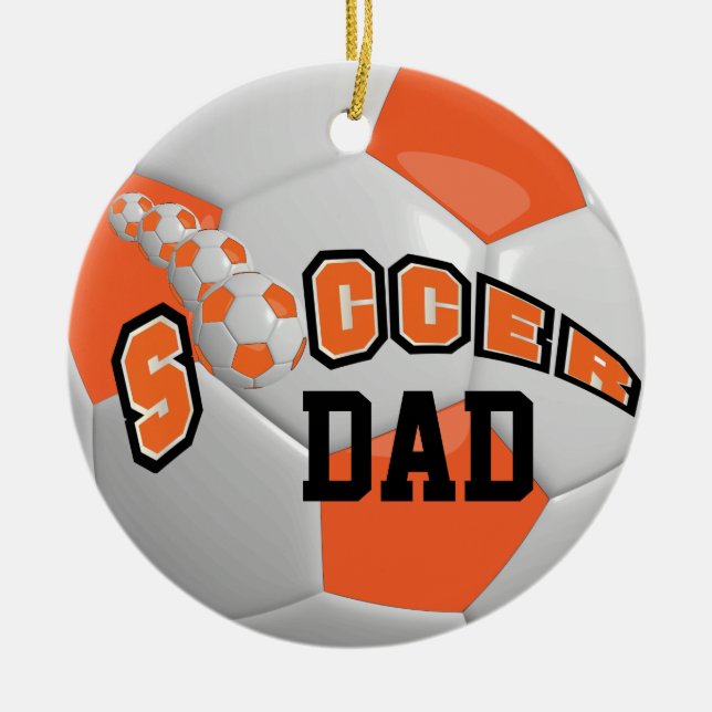 Personalise Soccer Ball | Orange Ceramic Ornament (Front)