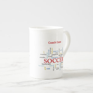 Personalise, Soccer Coach Thank You in Words Bone China Mug
