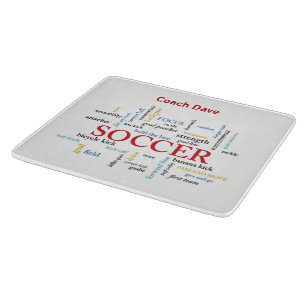 Personalise, Soccer Coach Thank You in Words Cutting Board