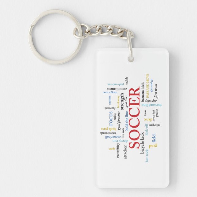Personalise, Soccer Coach Thank You in Words Key Ring (Front)