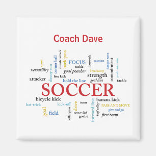 Personalise, Soccer Coach Thank You in Words Magnet