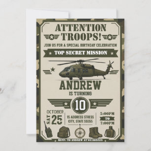 Personalise Soldier Birthday Invitation