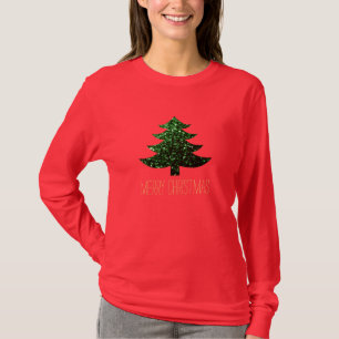Personalise Sparkly Christmas tree green sparkles T-Shirt