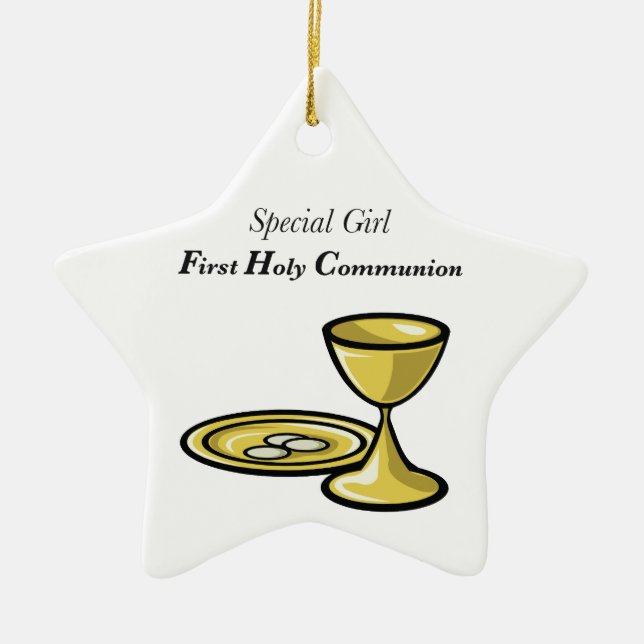 Personalise, Special Girl, First Communion Ceramic Ornament (Front)