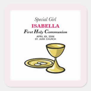 Personalise, Special Girl, First Communion Square Sticker