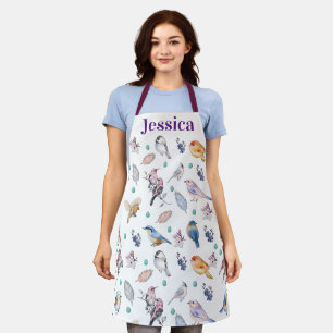 Personalise Spring Birds Pattern Apron