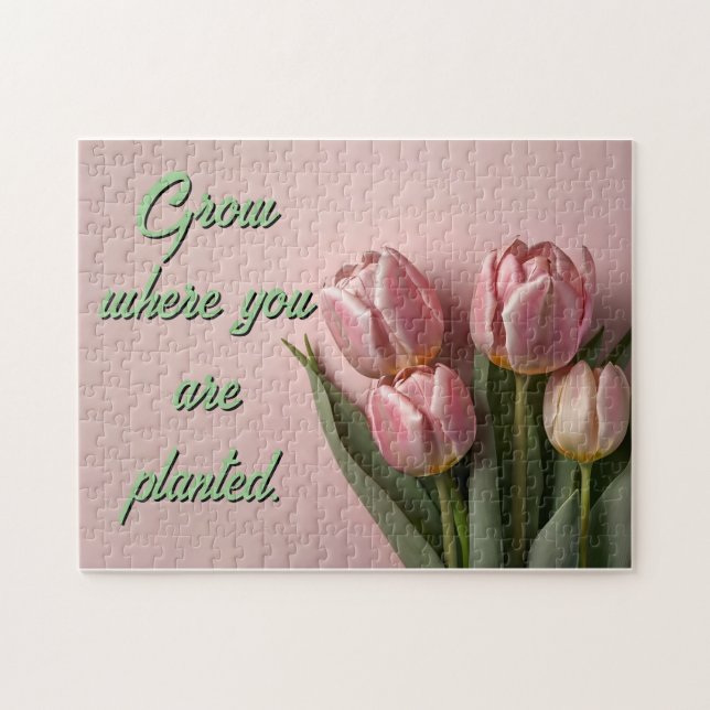 Personalise Spring Tulips Motivational Jigsaw Puzzle (Horizontal)