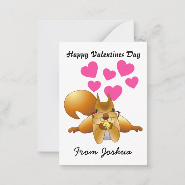 Personalise Squirrel Valentines Day Cards for Kids (Front)