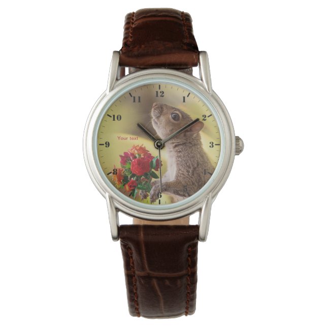 Personalise Squirrel with roses for You  Watch (Front)