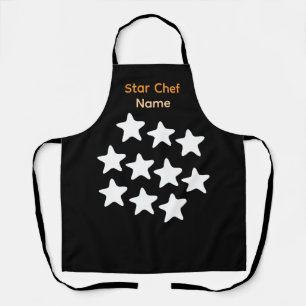 Personalise Star Chef Black Apron Black Straps