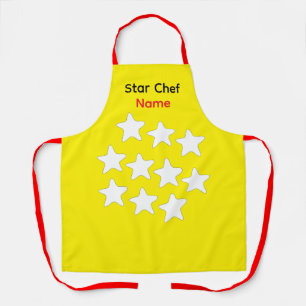 Personalise Star Chef Yellow Apron Red Straps