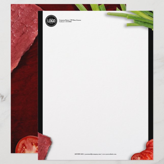 Personalise steak restaurant theme custom letterhead (Front/Back)