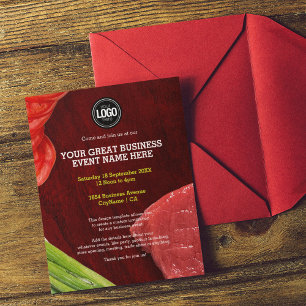 Personalise steak restaurant theme invitation