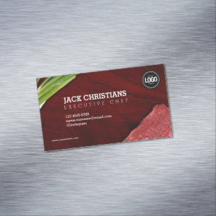 Personalise steak restaurant theme Magnetic business card