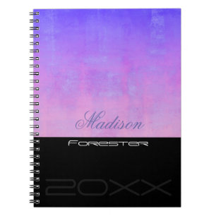 Personalise stylish Blue Purple Pink Black Notebook