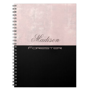Personalise stylish blush pink mallow black notebook