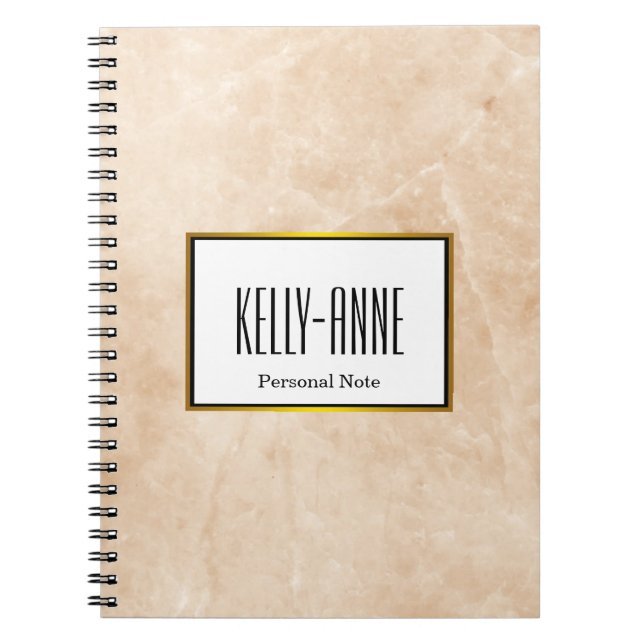 Personalise Stylish Marble Texture Designer Notebook (Front)