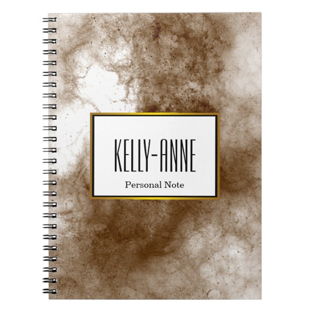 Personalise Stylish Marble Texture Designer Notebook (Front)