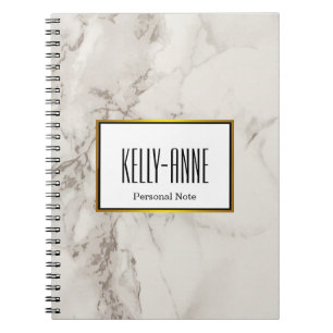 Personalise Stylish Marble Texture Designer Notebook