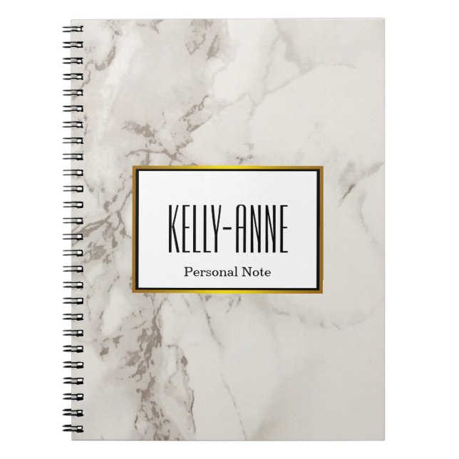 Personalise Stylish Marble Texture Designer Notebook (Front)