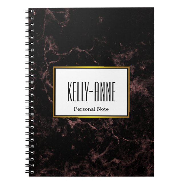 Personalise Stylish Marble Texture Designer Notebook (Front)