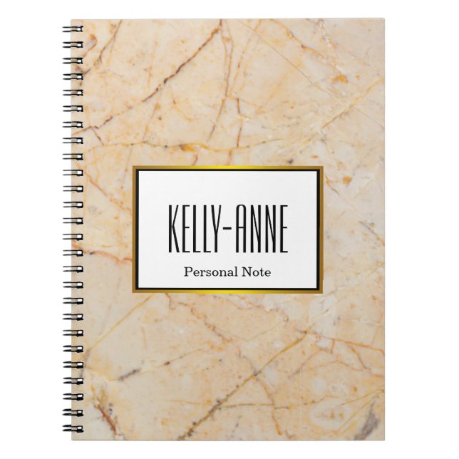 Personalise Stylish Marble Texture Designer Notebook (Front)