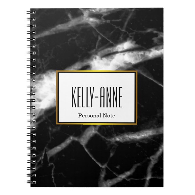 Personalise Stylish Marble Texture Designer Notebook (Front)