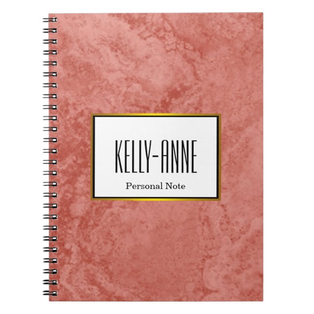 Personalise Stylish Marble Texture Designer Notebook (Front)