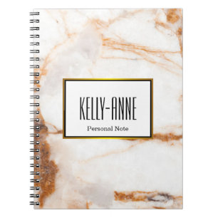 Personalise Stylish Marble Texture Designer Notebook