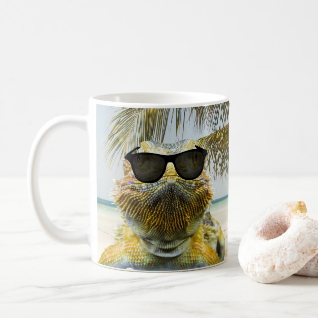 Personalise Summer Beach Fun Coffee Mug (With Donut)