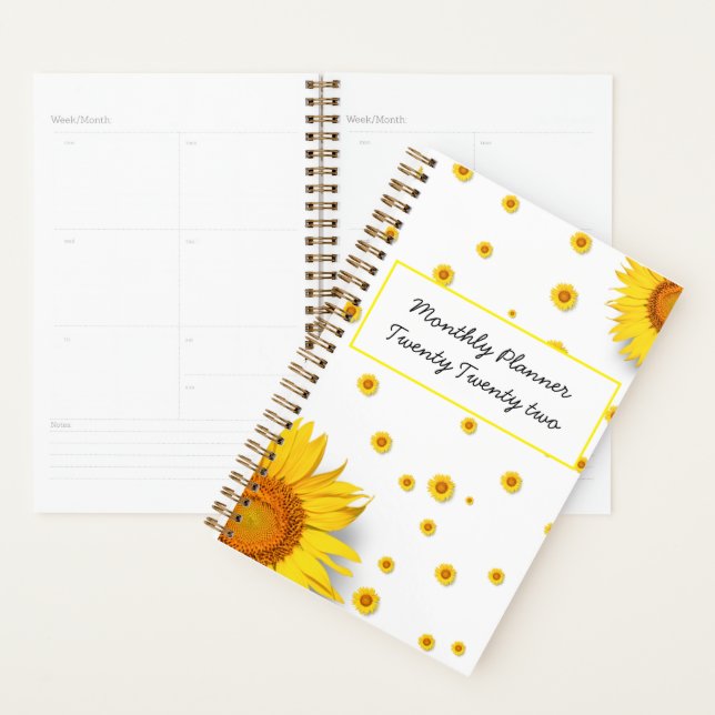 Personalise Sunflower theme monthly Planner (Display)