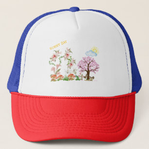 Personalise Sunny Lillies Squirrels Playing Trucker Hat