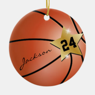 Personalise Super Star Basketball Ceramic Ornament