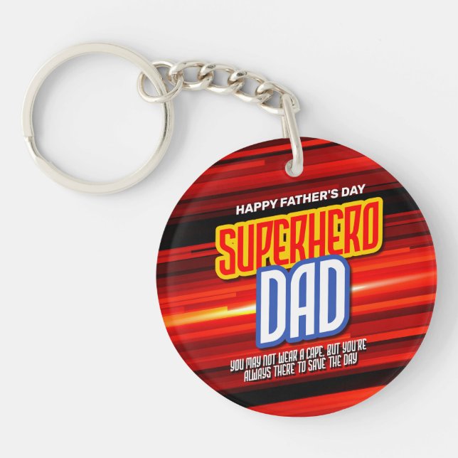 Personalise SuperHero Dad Key Ring (Front)