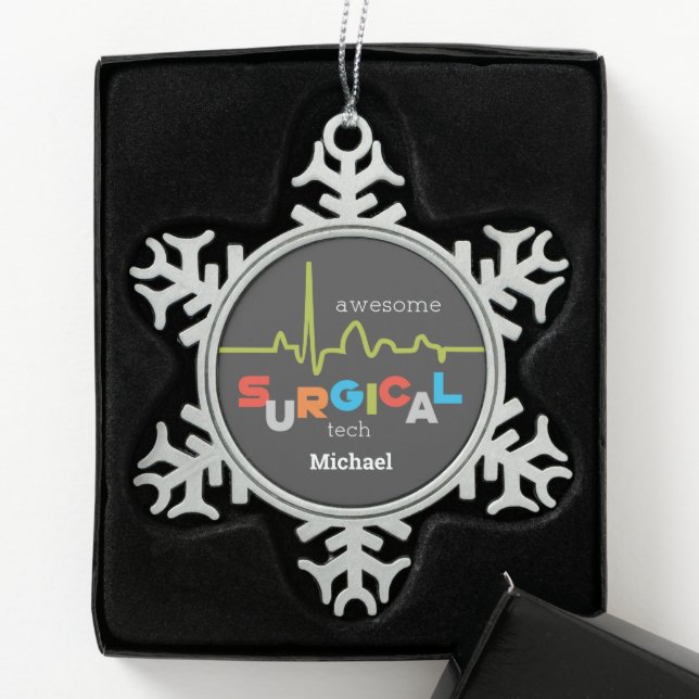 Personalise, Surgical Tech Week Awesome Snowflake Pewter Christmas Ornament (Box)