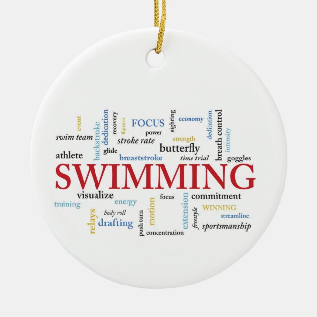 Personalise, Swimming Coach Thank You In Words Ceramic Ornament (Front)