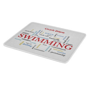 Personalise, Swimming Coach Thank You In Words Cutting Board
