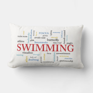 Personalise, Swimming Coach Thank You In Words Lumbar Cushion