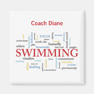 Personalise, Swimming Coach Thank You In Words Magnet