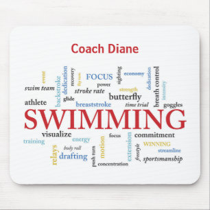 Personalise, Swimming Coach Thank You In Words Mouse Pad