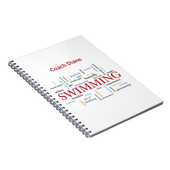 Personalise, Swimming Coach Thank You In Words Notebook (Right Side)