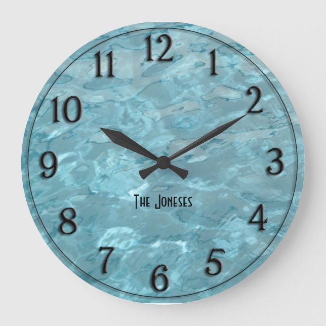 Personalise: Swimming Pool Water - Summer Abstract Large Clock (Front)