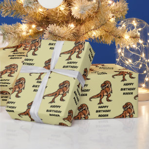 Personalise T-Rex Dinosaur Tyrannosaurus Birthday Wrapping Paper