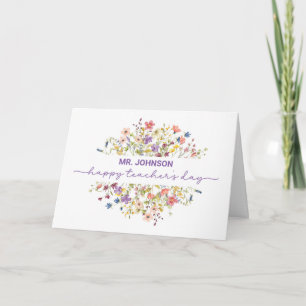 Personalise Teacher Appreciation Day Wildflowers Card