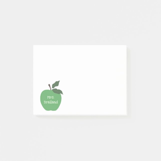 Personalise teacher gift apple custom post-it notes (Front)
