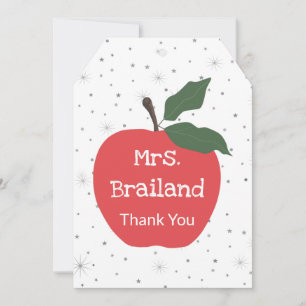 Personalise teacher name custom red apple card