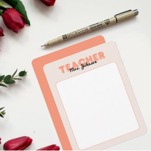 Personalise Teacher Stationery Year End Peach Card