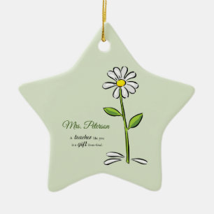 Personalise, Teacher Thank You, Religious Flower Ceramic Ornament